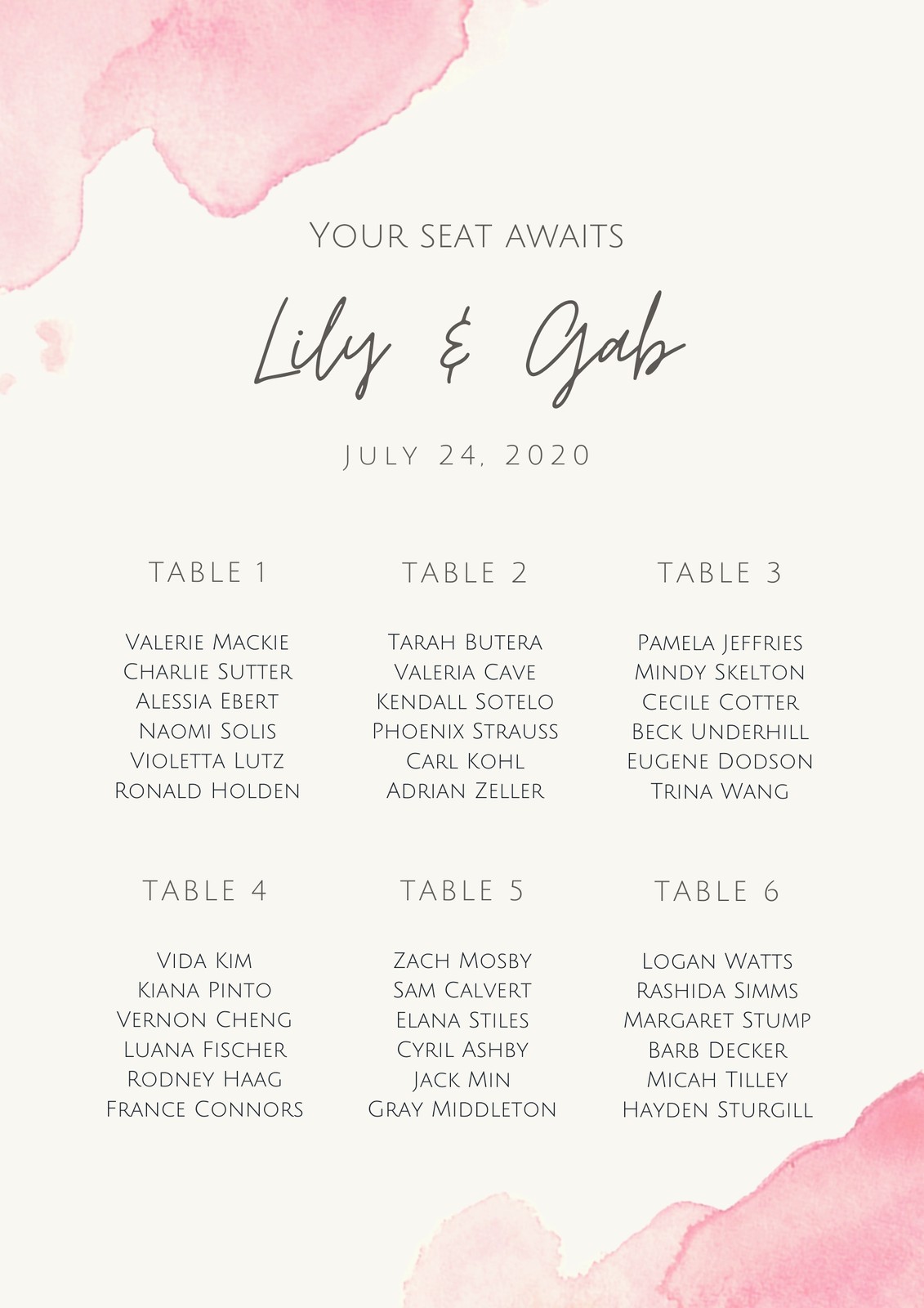 38+ Wedding seating chart template canva
