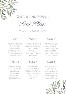 Free custom printable wedding seating chart templates | Canva