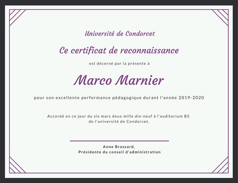 Certificat de reconnaissance diplôme modèles gratuits Canva