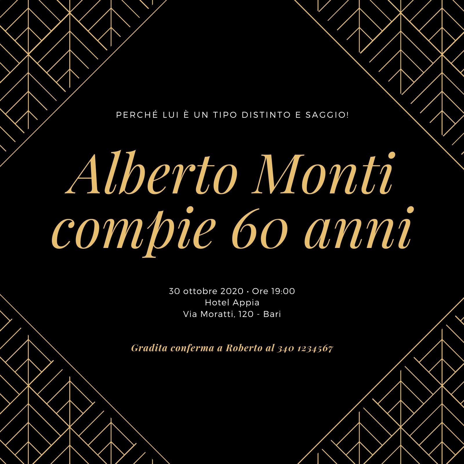 Invito alla festa del 60 compleanno modello digitale DOWNLOAD immediato.  Qualsiasi età. Oro Nero. Saluti ai 60 anni -  Italia