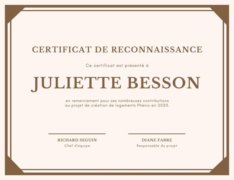 Certificat de reconnaissance diplôme modèles gratuits Canva