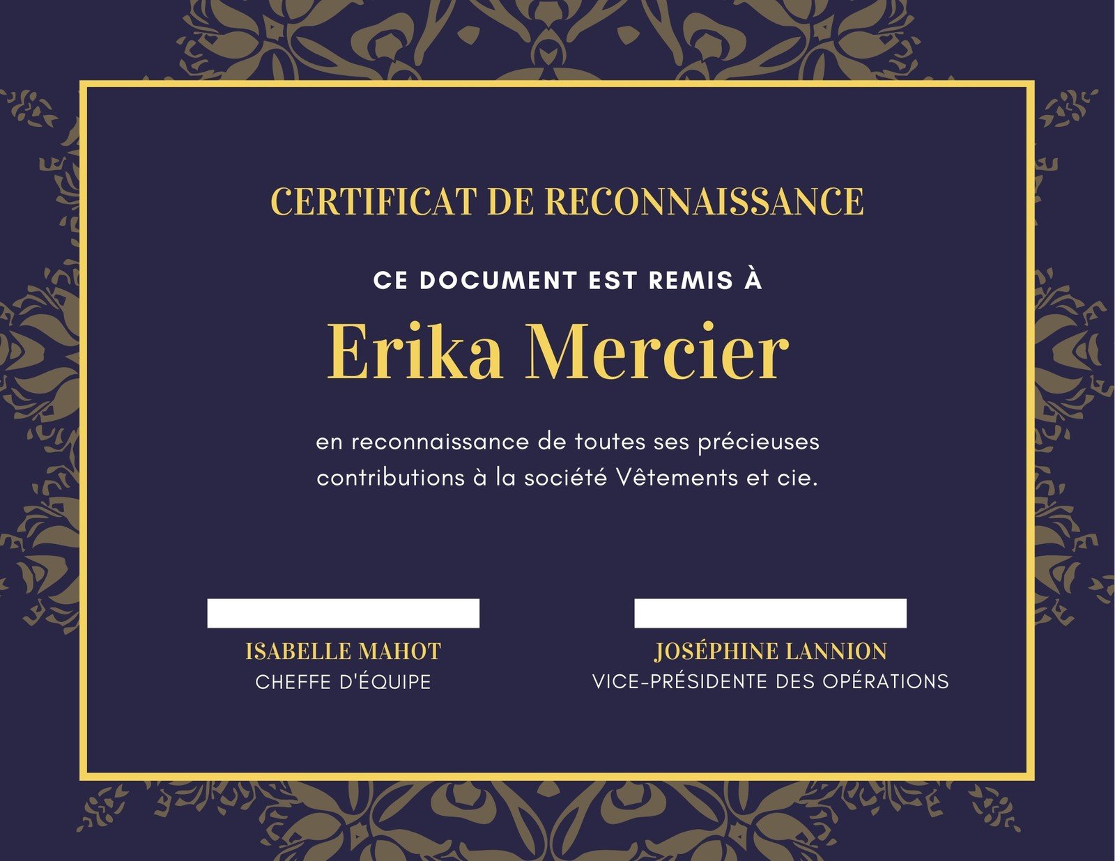 Certificat de reconnaissance diplôme modèles gratuits Canva