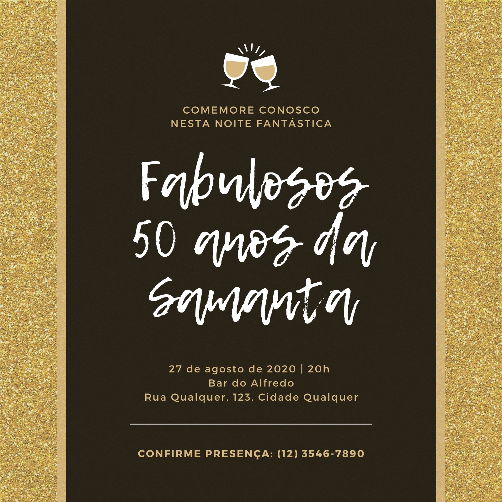 Convite De Aniversário 50 Anos Escuro Edite Online
