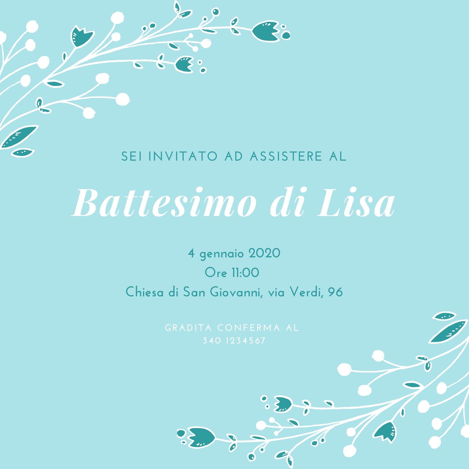 Invito Biglietto Digitale o Cartaceo Personalizzato a Tema Battesimo  Cavalluccio – Smart Print