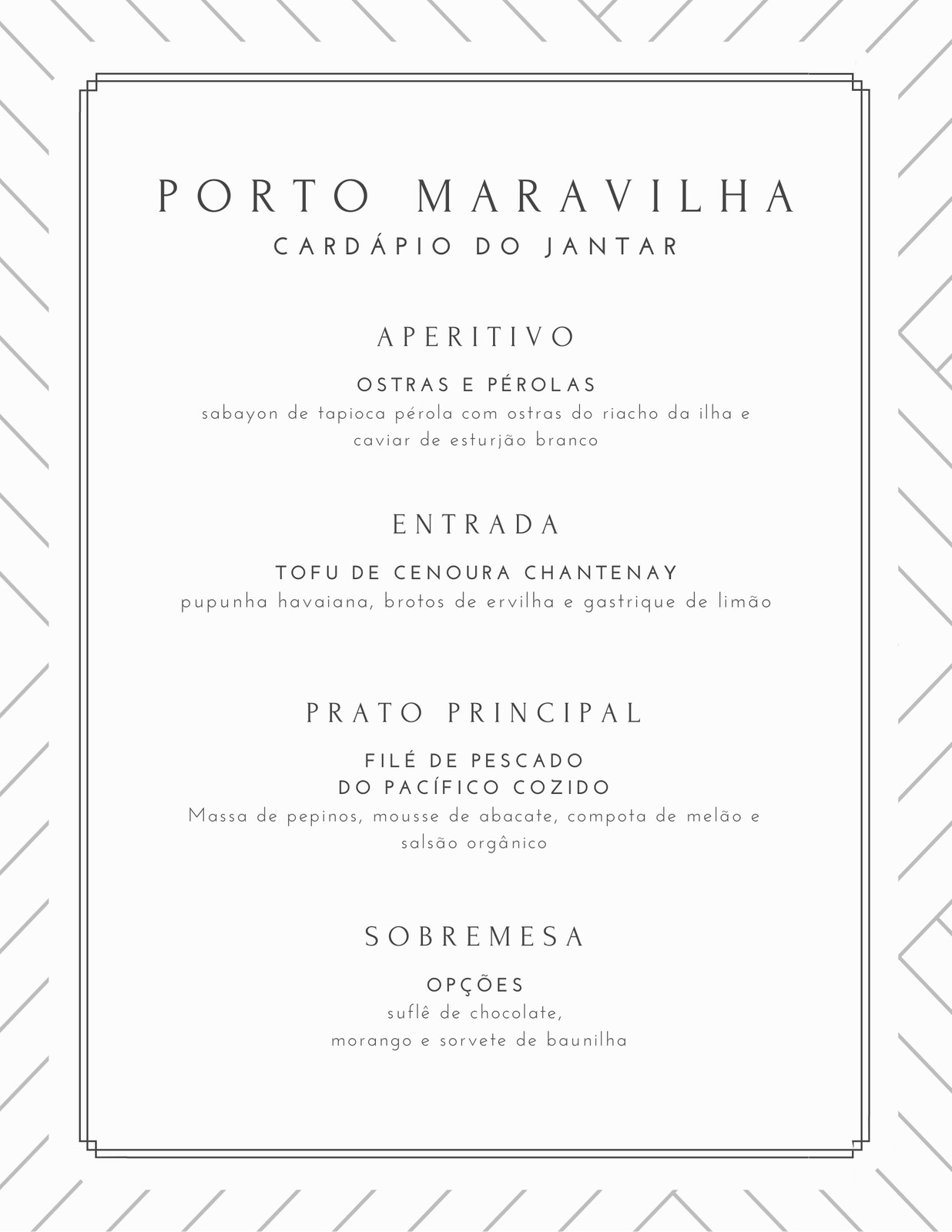 Menu Bordas elegantes casamento minimalista preto e bra