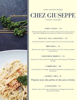 Menus italiens : les plus beaux modèles du web | Canva