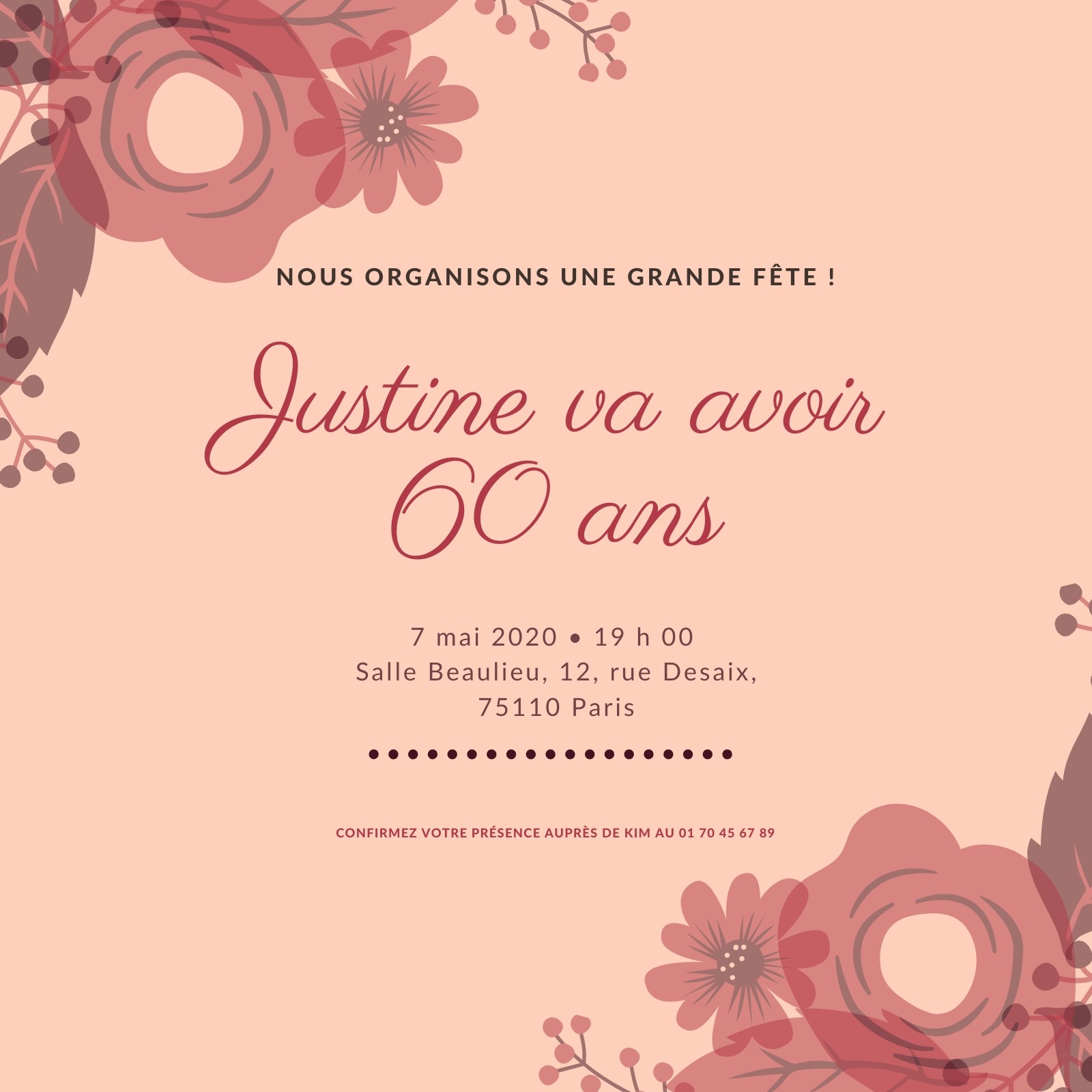 Invitation D Anniversaire Des 60 Ans Les Plus Beaux Modeles Du Web Canva