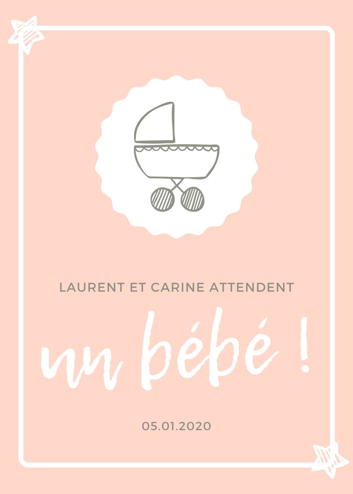 Carte annonce de grossesse - Bébé Lapin - Cartes simples/Annonce