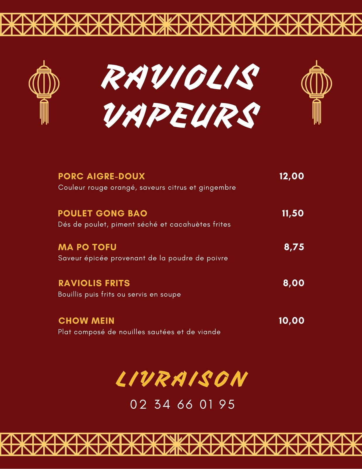 Menus chinois les plus beaux mod les du Web Canva