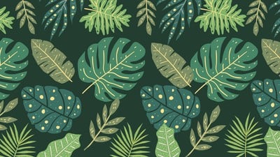 Green Leaves Pattern Zoom Virtual Background - Templates by Canva