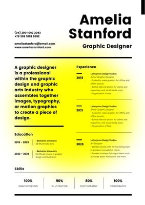 Free Custom Printable Graphic Design Resume Templates Canva