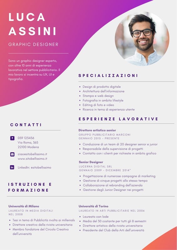 Modelli Di Curriculum Vitae Da Compilare Scegli Il Tuo Canva 4874