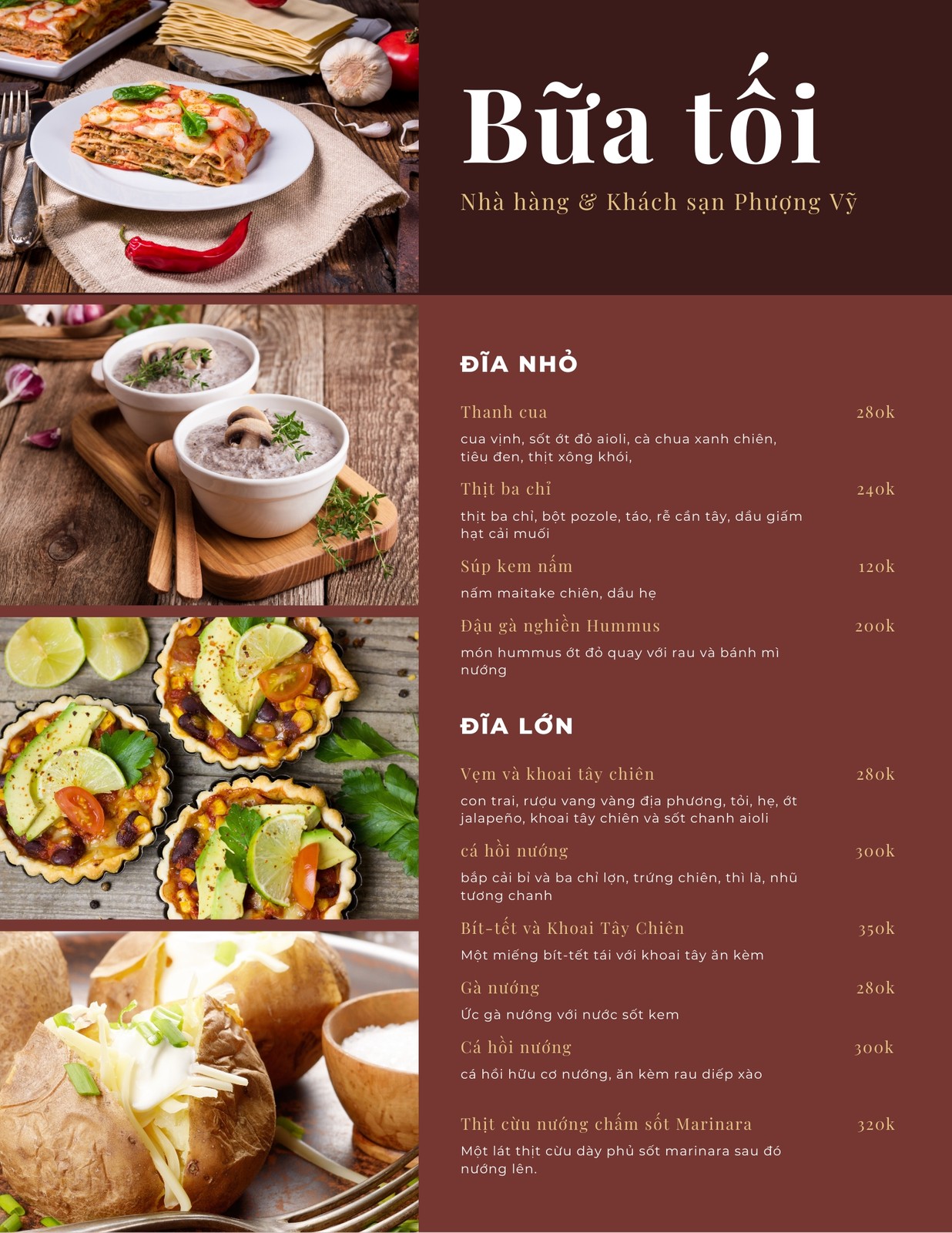 Dịch vụ làm menu nhà hàng  Chụp ảnh món ăn