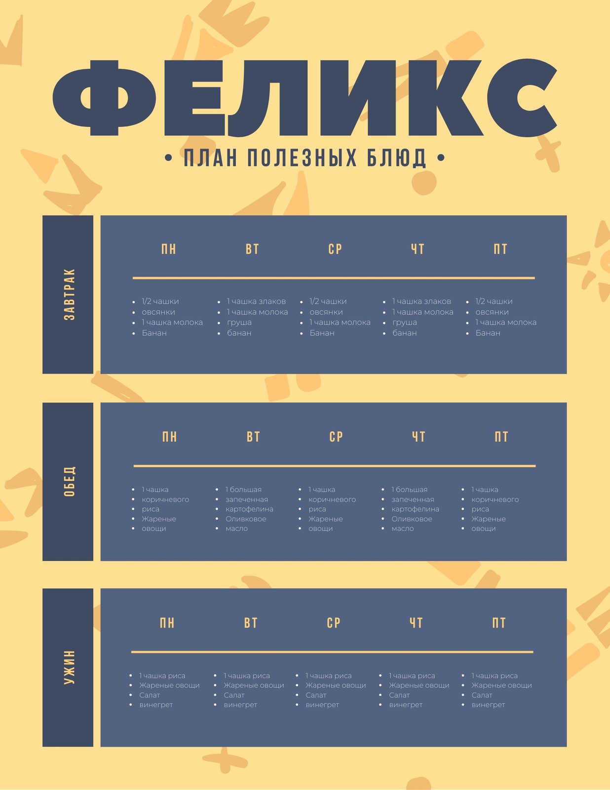 Бесплатные шаблоны меню планирования питания | Скачать дизайн и макет меню  планировщика питания онлайн | Canva