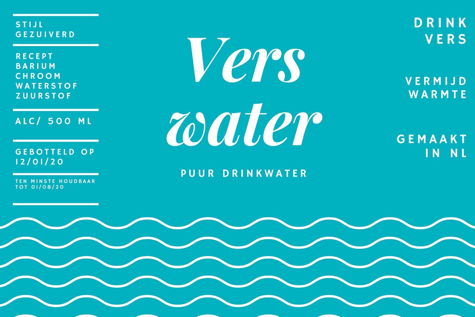 Gratis, Je Eigen Waterfles Label Maken | Canva