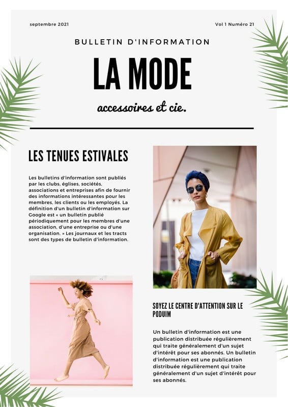 Exemples de newsletters gratuits (+ de 500 modèles) Canva