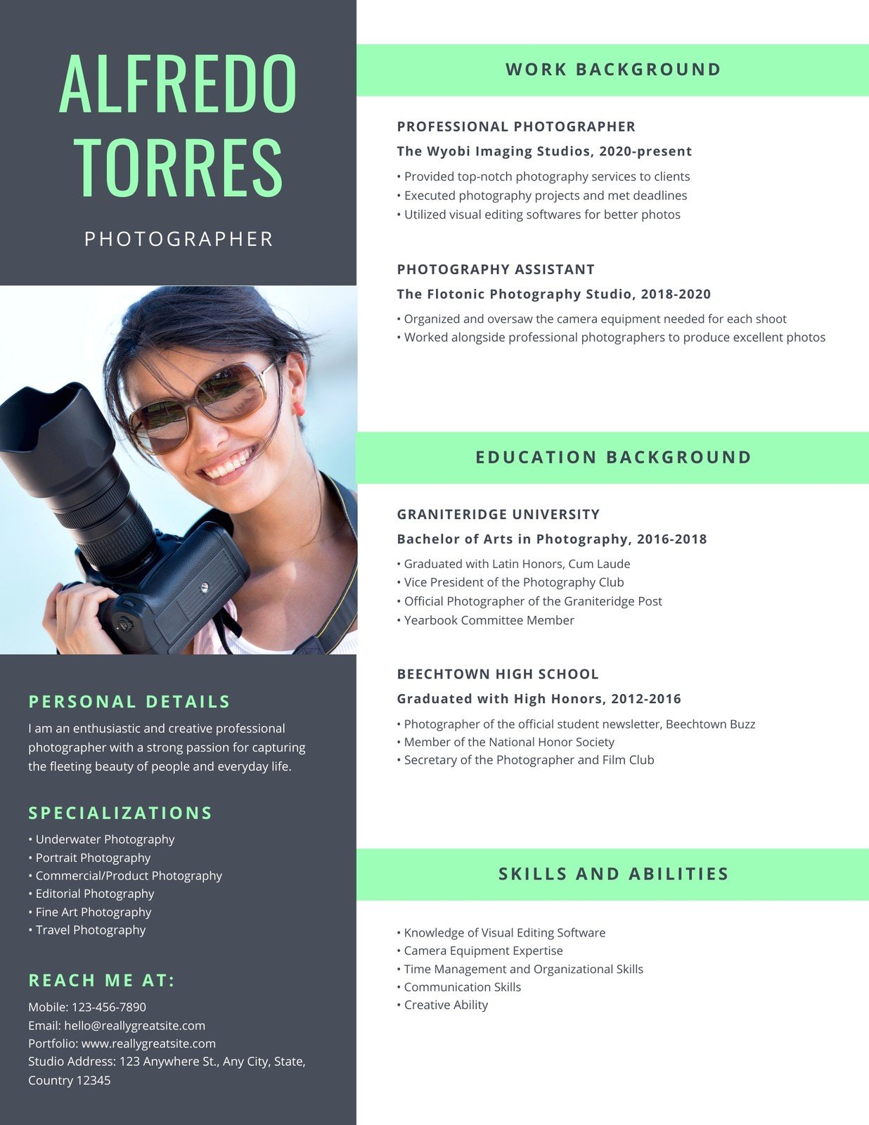Page 4 Free printable customizable photo resume templates Canva