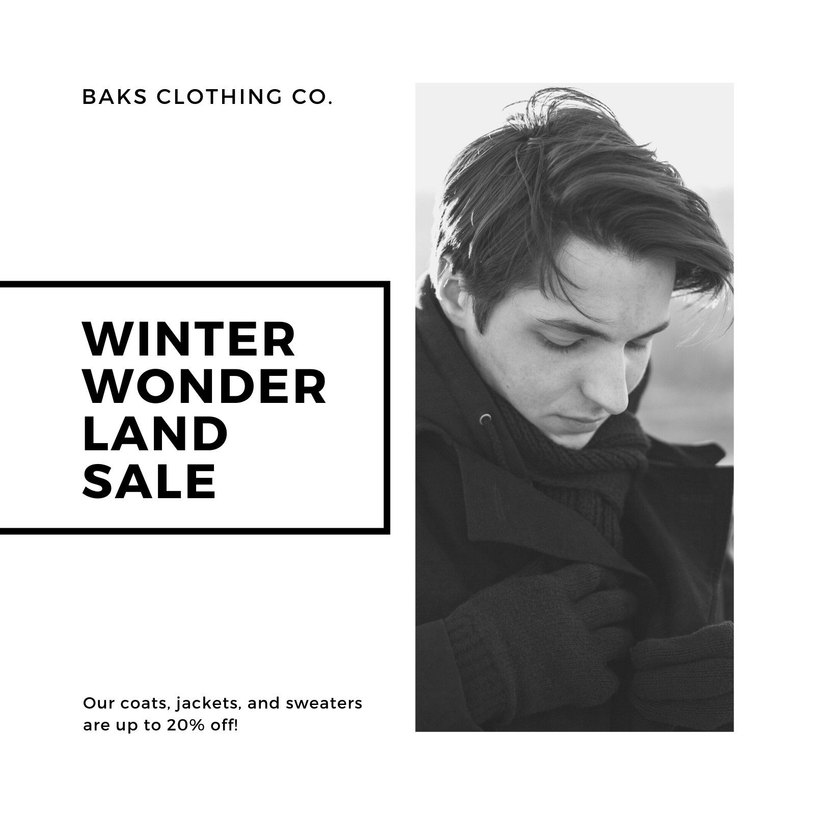 Man Photo Winter Promotional Instagram Post - Templates by Canva