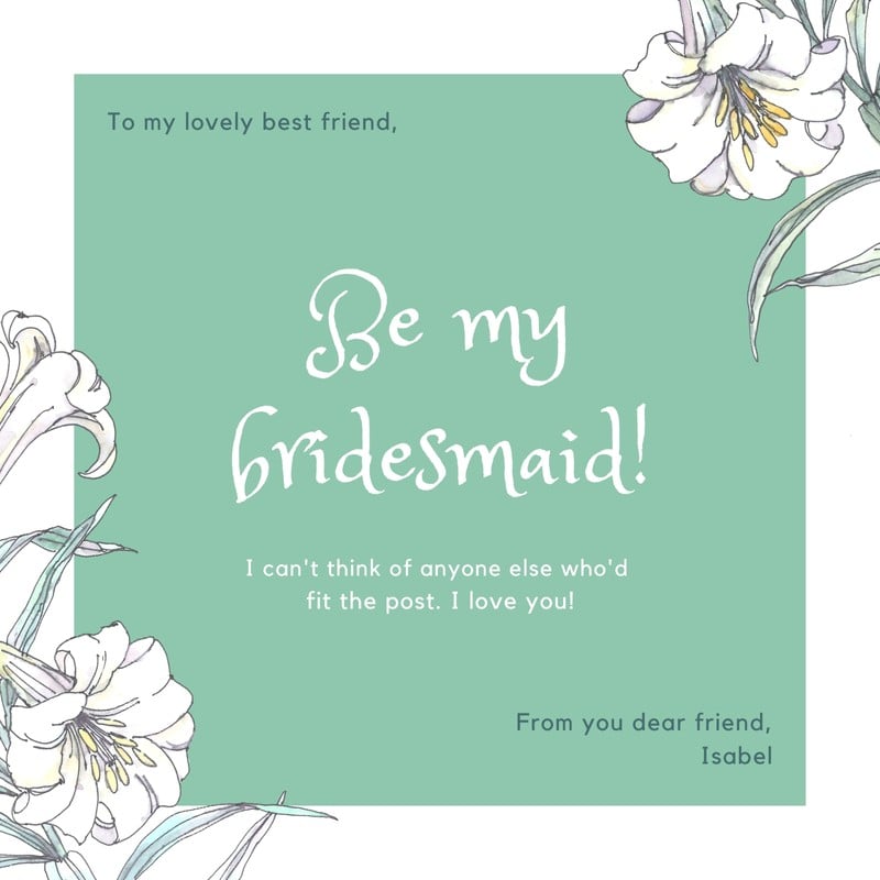 free downloadable greeting card template bridesmaid