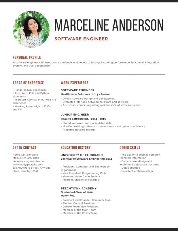 Simple Professional Software Engineer Resume Templates By Canva
