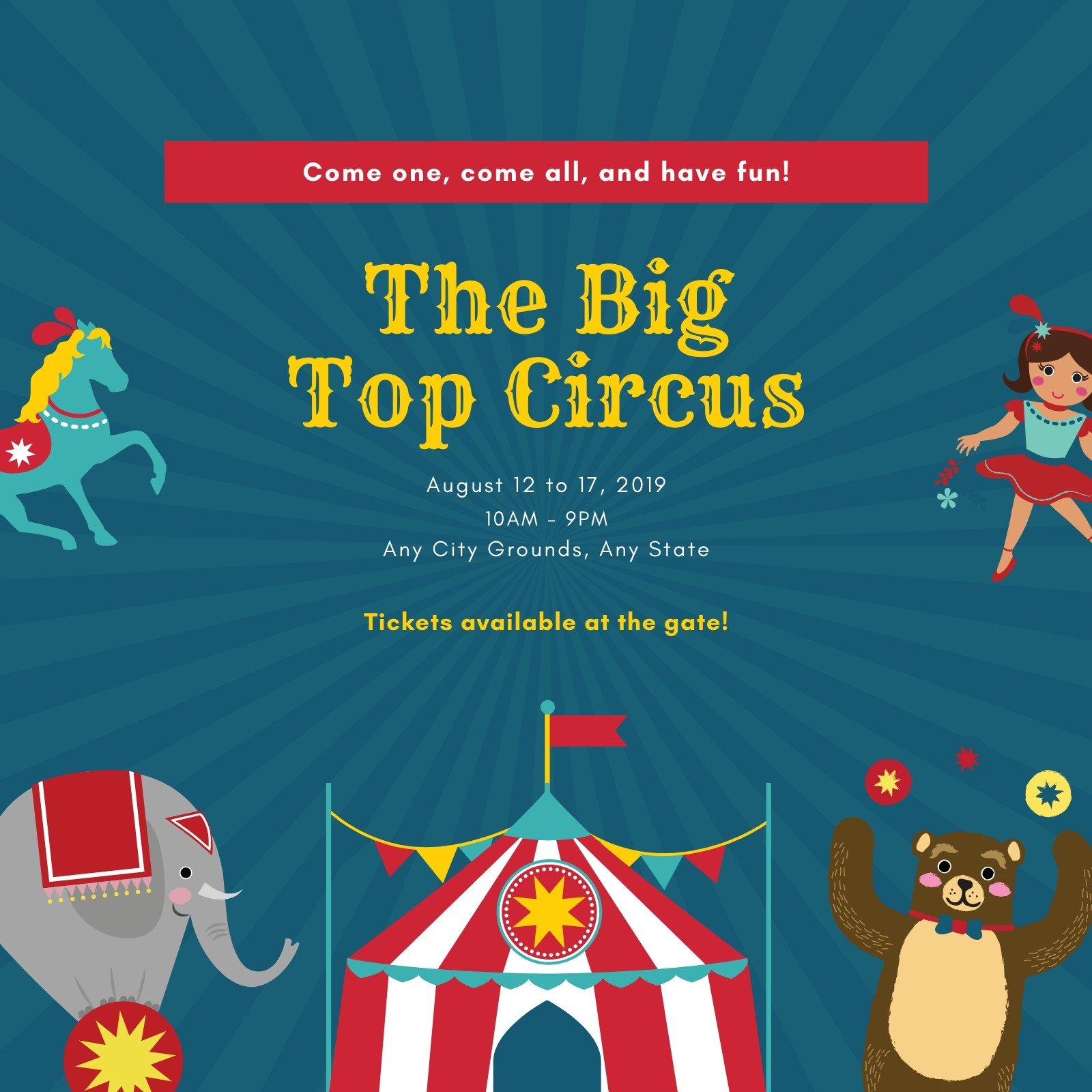 Free printable, customizable circus invitation templates Canva