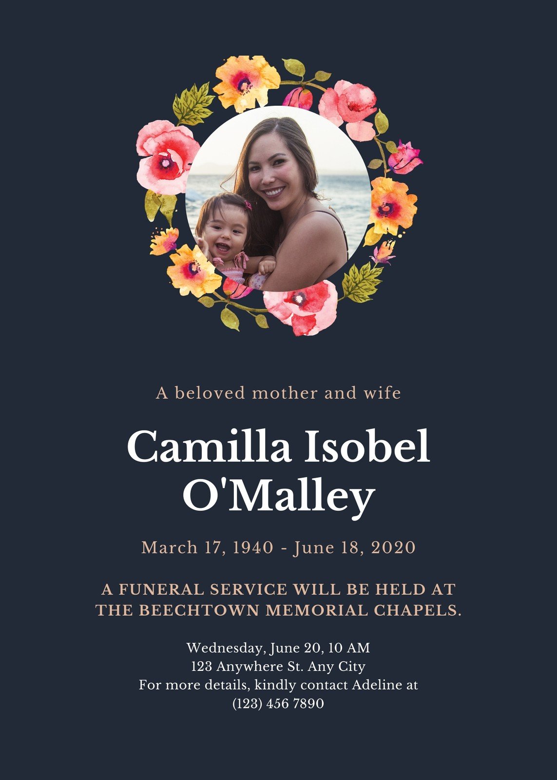 Free and customizable death announcement templates  Canva In Death Anniversary Cards Templates