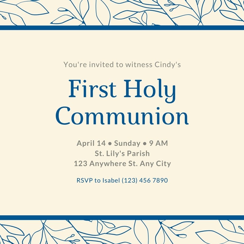 Free custom printable First Communion invitation templates | Canva