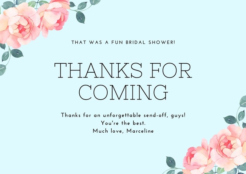 Customize 28+ Bridal Shower Thank You Cards Templates Online Canva