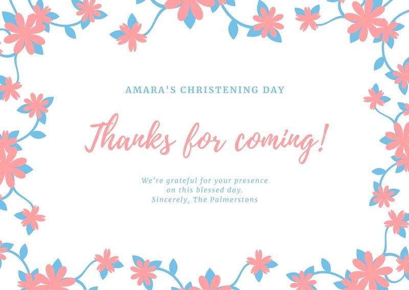 Free and Customizable Christening Thank You Cards Canva