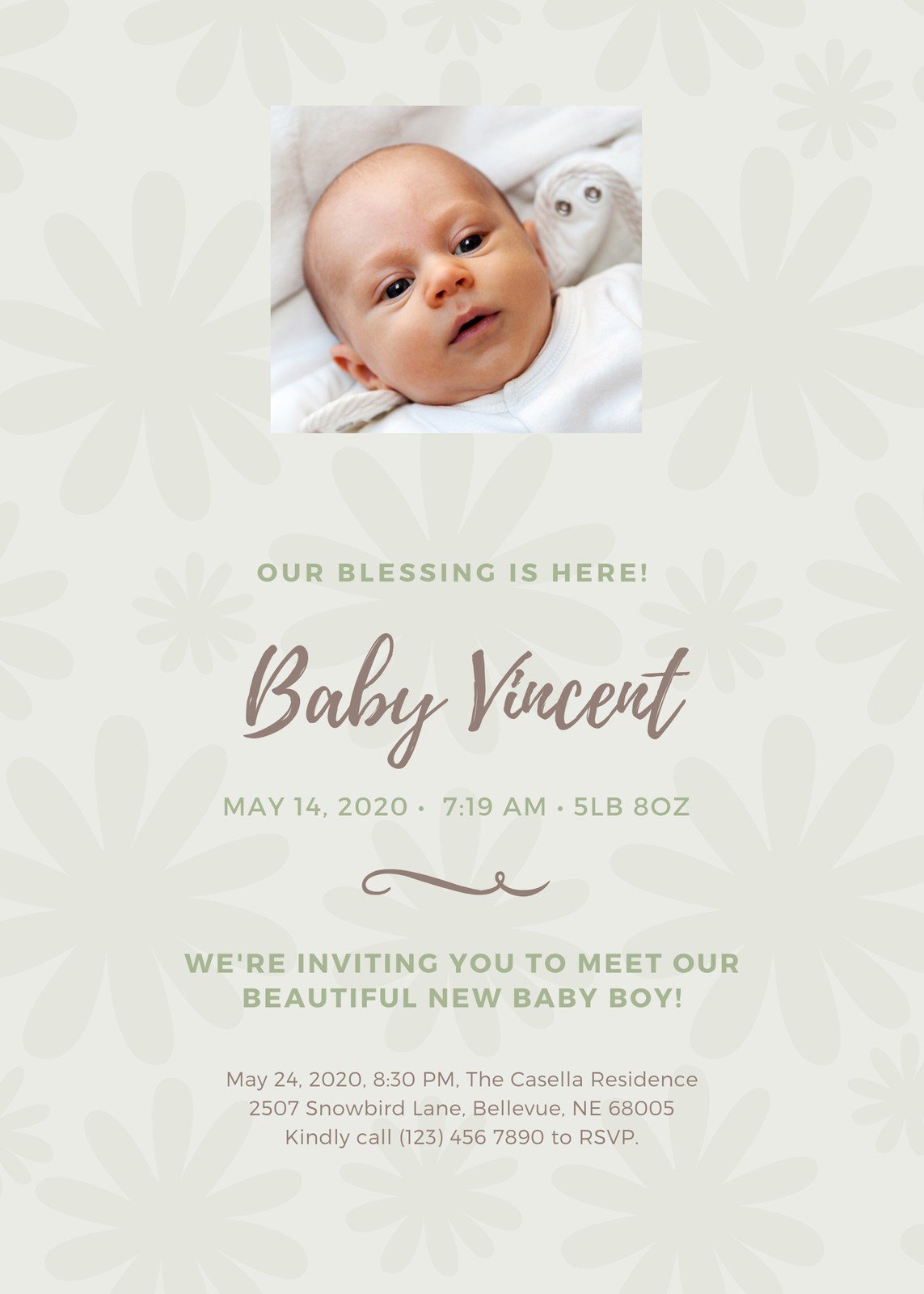 Free Printable Customizable Birth Announcement Templates Canva