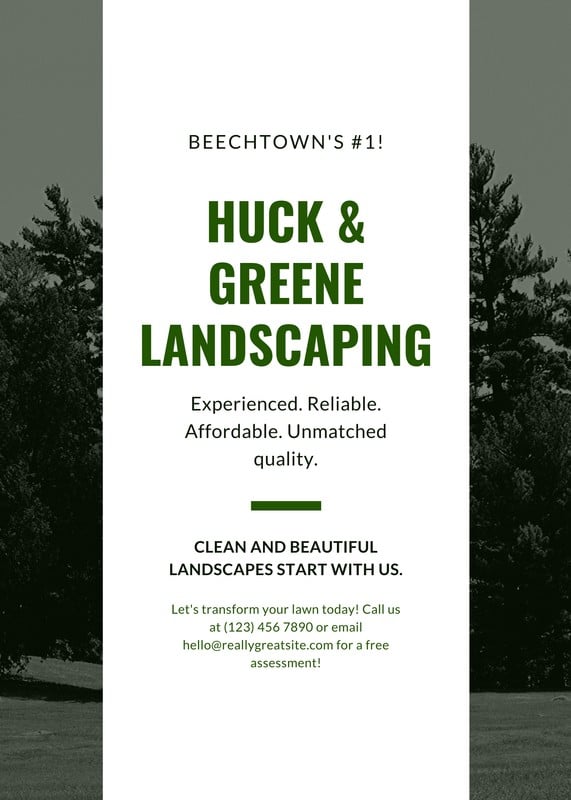 Free printable, customizable landscaping flyer templates Canva