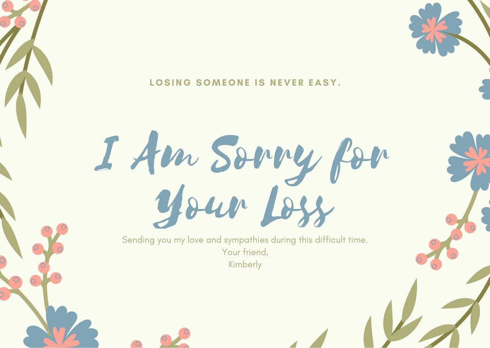 Page 21 - Free printable sympathy card templates to customize  Canva Within Sorry For Your Loss Card Template