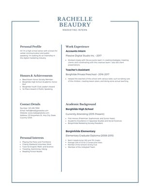 Free High School Resumes Templates To Customize Canva