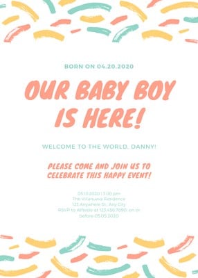 editable baby announcement