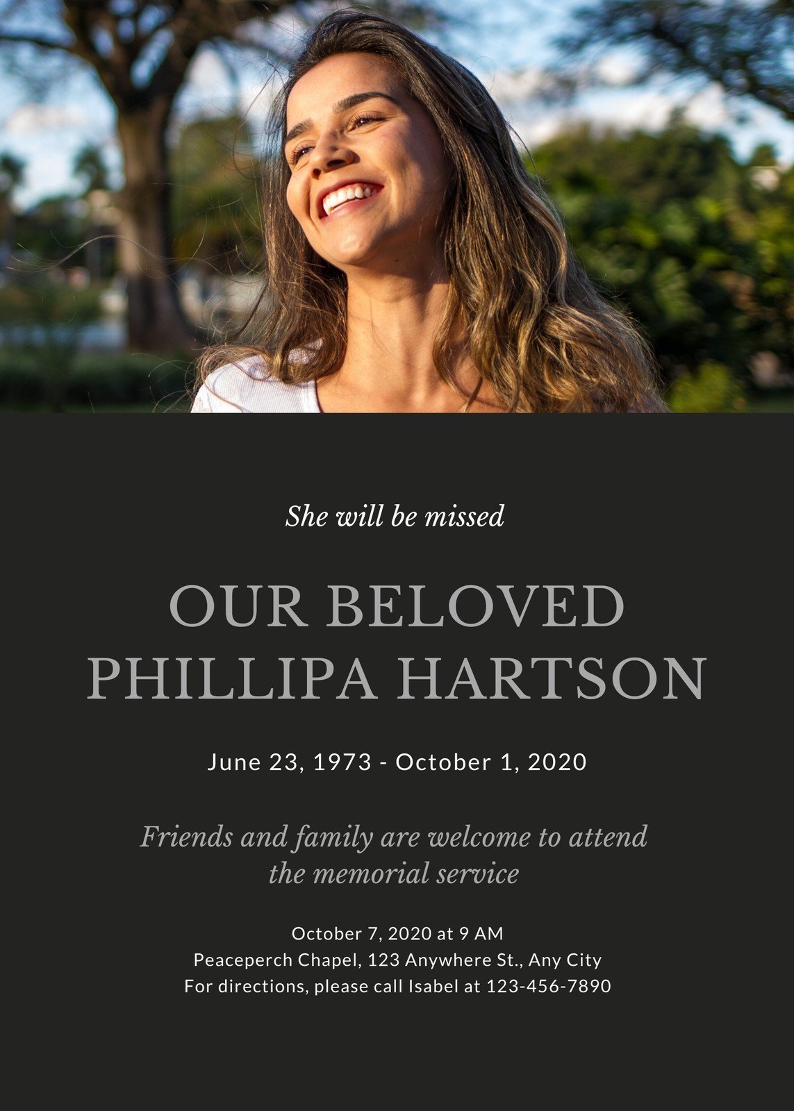 Free and customizable death announcement templates  Canva