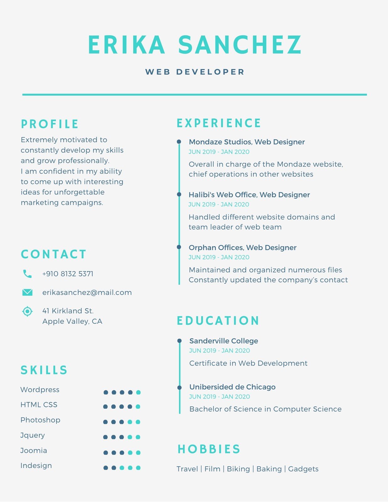Blue Minimal Infographic Resume - Templates by Canva