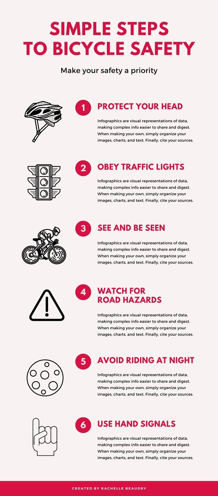 Red Gray Steps to Bicycle Safety Infographic - Templates by Canva