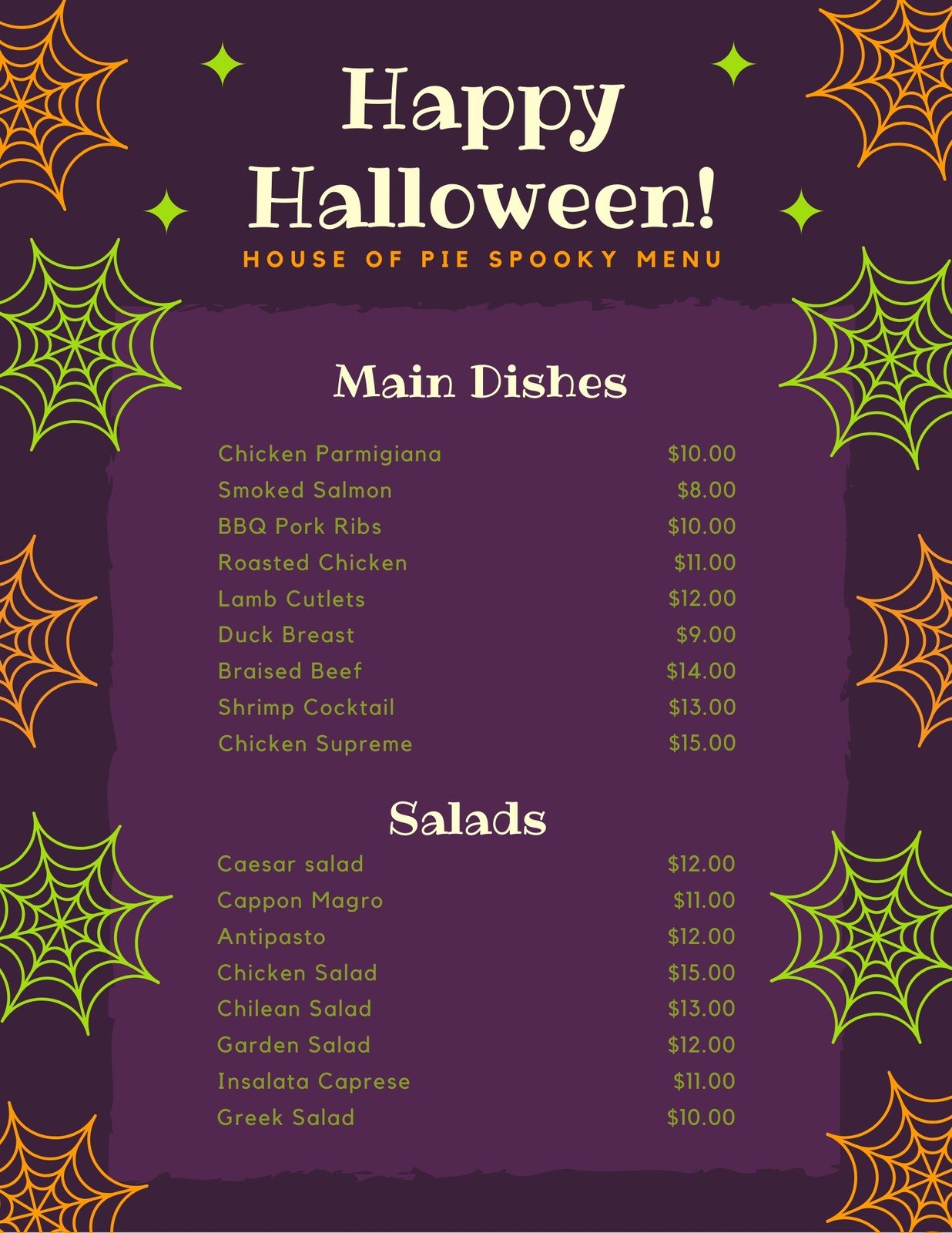 Free, printable, customizable Halloween menu templates Canva