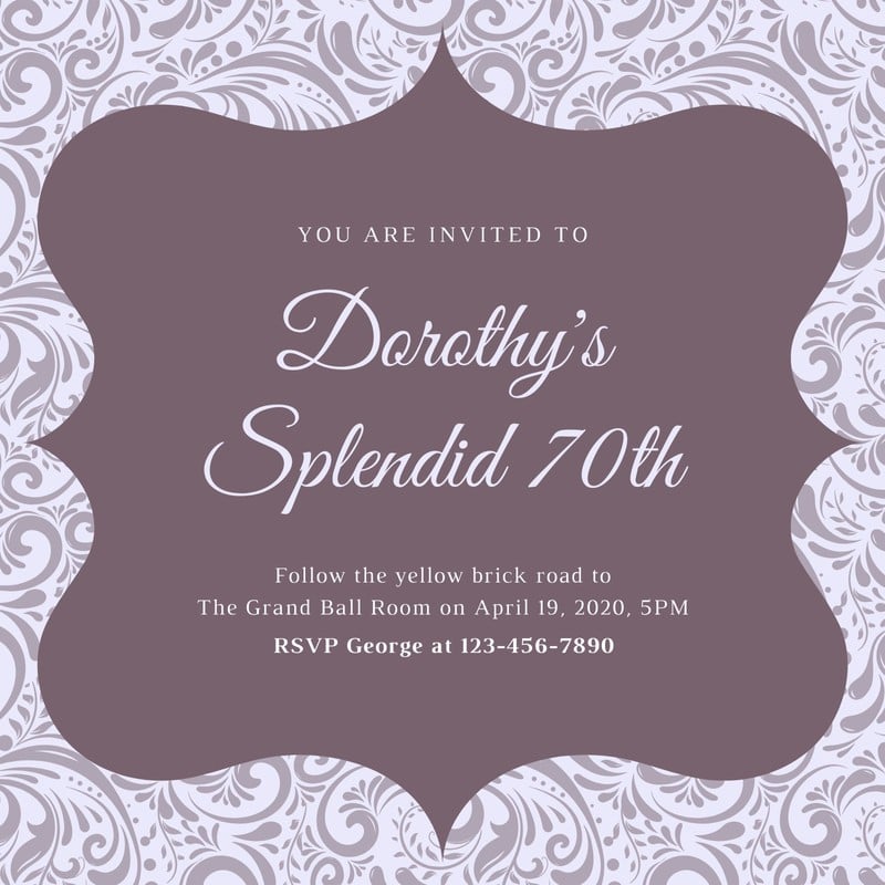 Free custom printable 70th birthday invitation templates | Canva