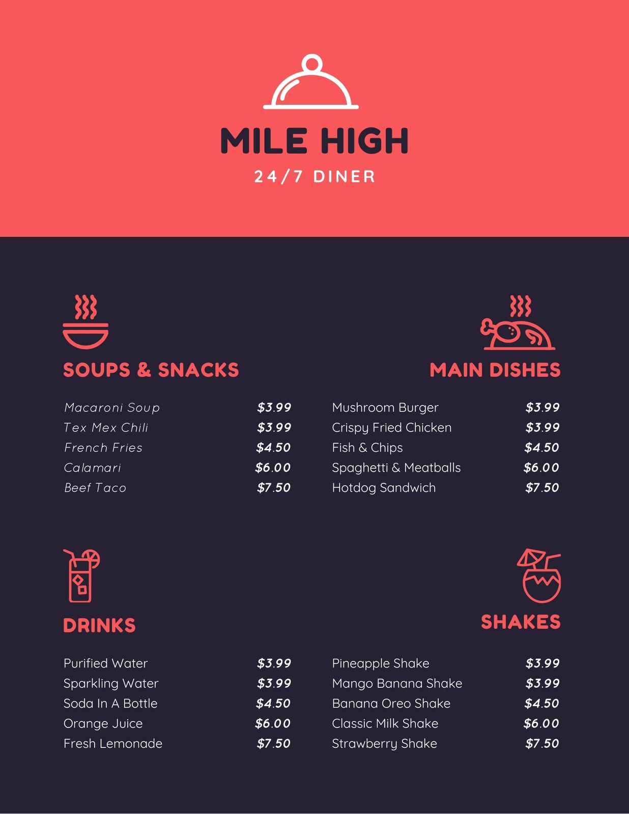 20+ Free printable and customizable diner menu templates  Canva Pertaining To Diner Menu Template