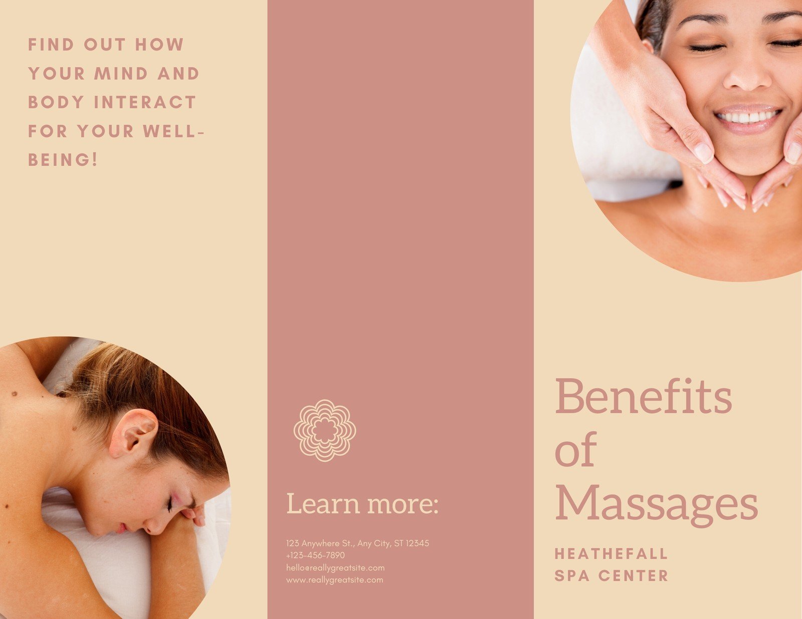 Free Printable Customizable Massage Brochure Templates Canva
