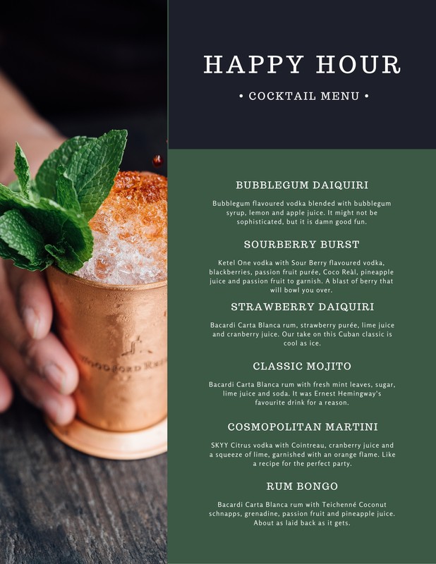 Free printable and customizable cocktail menu templates | Canva