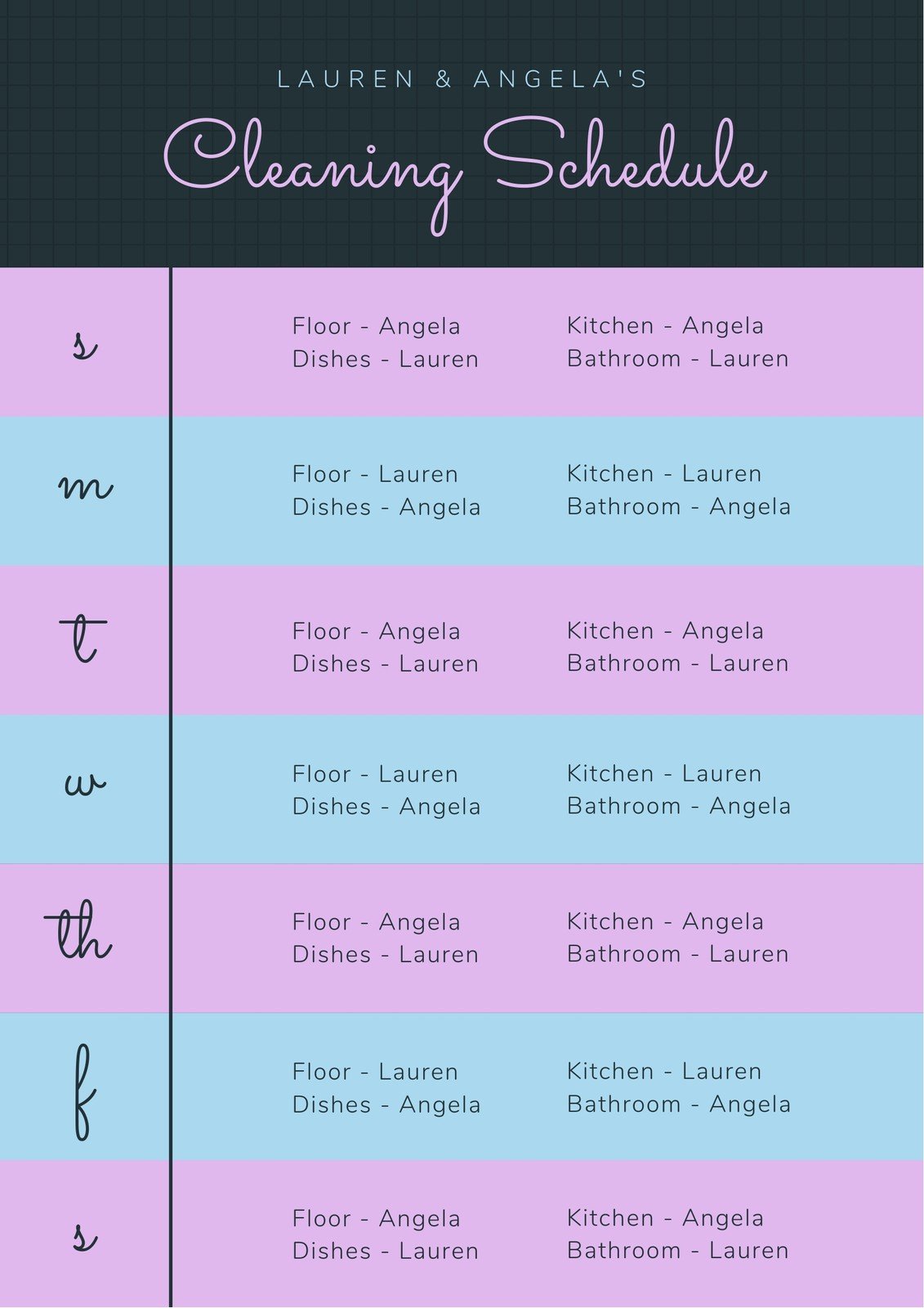 Editable Shared Household Items Chart for Roommates 