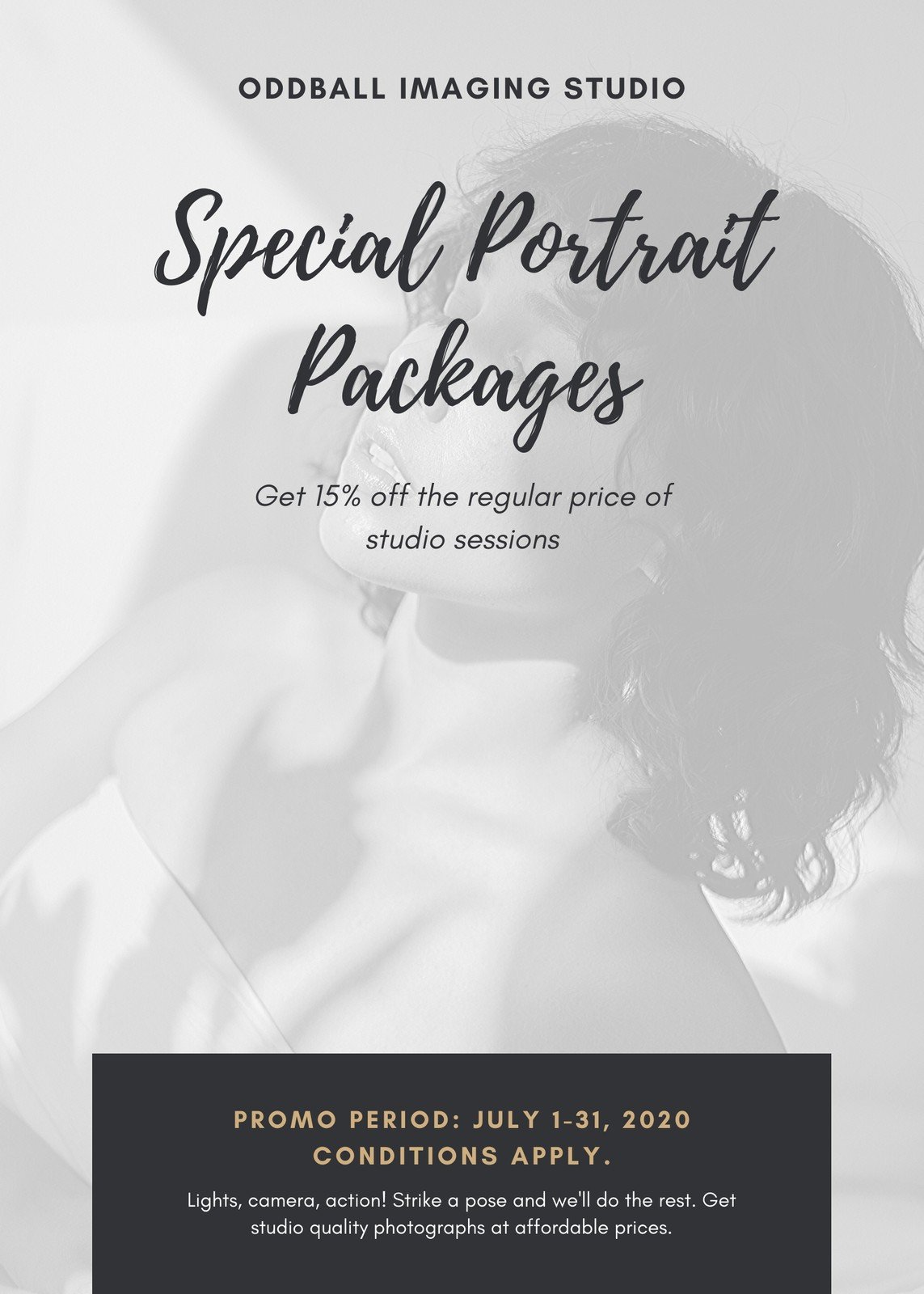 Charcoal Black and Brown Portraits Photography Flyer