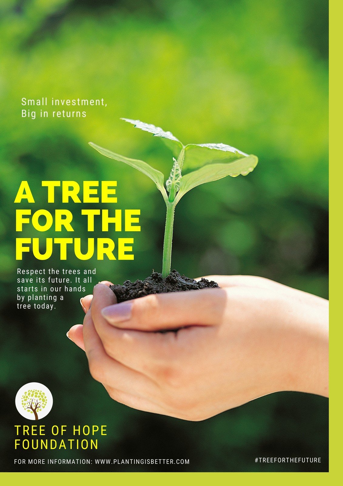 Seedling on Hand Environmental Campaign Poster - Templates by Canva
