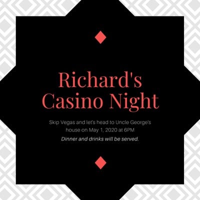 Casino themed food menu