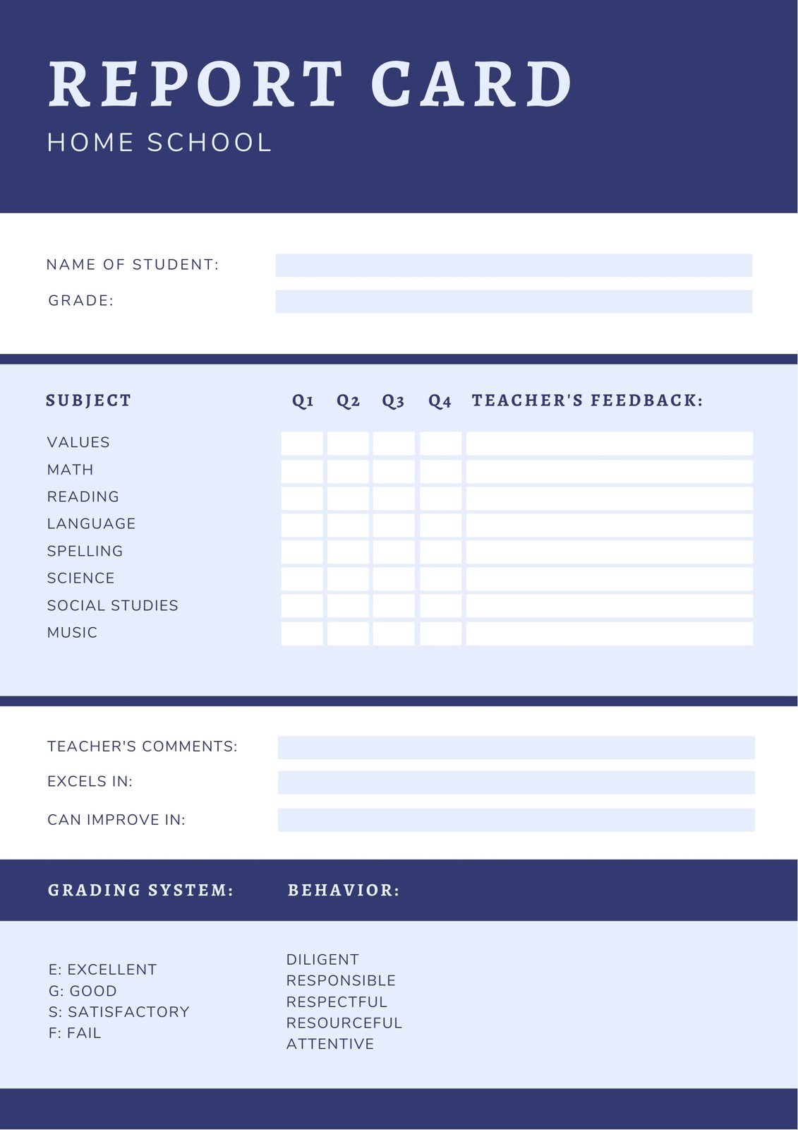 Customize 32 Homeschool Report Cards Templates Online Canva