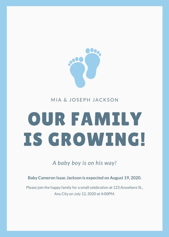 Blue Green Footprints Pregnancy Announcement Templates By Canva