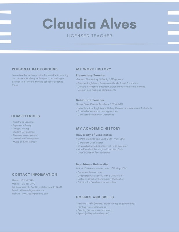 canva resume template for high school students