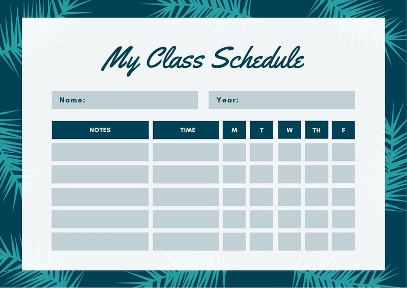 Printable and Customizable Class Schedule Templates Canva